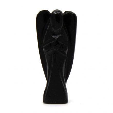 Black Agate - Hand Carved Gemstone Angel