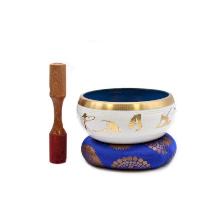 Lrg Yoga Moves Singing Bowl Set- White/Blue 14cm