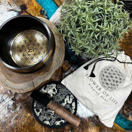 Flower of Life - Hand Beaten & Engraved Singing Bowl Gift Set - 14cm