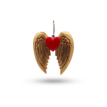 Gold Xmas Angel Wing & Heart - black detail